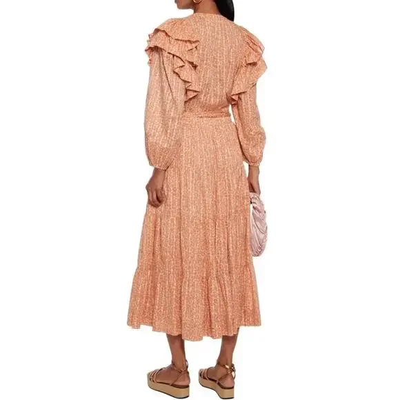 Ulla Johnson Sierra Tiered Leopard-print Midi Skirt size 2 Midi